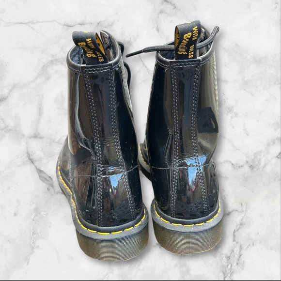 Black Patent Leather Lace-Up Dr. Marten Boots 8M 9L - Picture 6 of 15